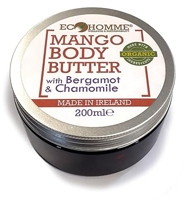 EcoHomme Mango-Körperbutter mit Bergamotte & Kamille, mit Kakaobutter, Sheabutter, Jojoba und Kokosnuss, tief feuchtigkeitsspendend & pflegend, entspannend, ohne Mineralöl, tierversuchsfrei & vegan