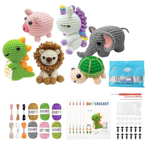 Mecmbj Häkelset für Anfänger, mit Englischem Video-Tutorial und Anleitung | Aufhängen Handgefertigte Blumentöpfe, Kaktus Häkelnadel Set, Crochet Set für Erwachsene und Kinder, für DIY Handarbeiten