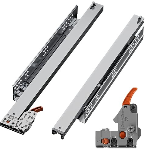 Decoranddecor Undermount Drawer Runners 450mm Full Extension Soft Close Steel Cabinet Hardware - 35 kg Capacity Drawer Slides - Min 463mm Internal Cabinet Depth