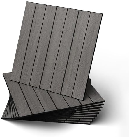 WADILE Peel and Stick Wood Slat Wall Panels 12x12 (30×30cm) Decorative PVC Wall Panels Soundproof Self-Adhesive for Living Room Bedroom – 30 Pack Fishbone