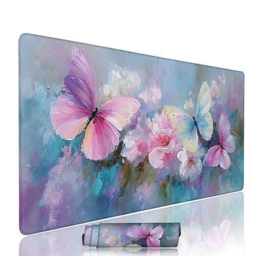 Tapis de Souris Abstrait sous Main Bureau Tapis de Souris Gaming XXL 1200x600x3mm Mouse Pad Caoutchouc Papillon Grand sous Main Gamer Accessoires PC Antidérapant et Imperméable, pour Clavier w-10043