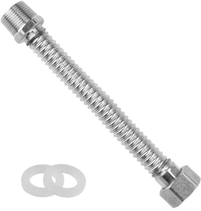Edelstahl-flexrohr 3/4 Zoll, 304 Edelstahl Wellrohr, 20 cm Flexschlauch | DN20 mit Unterlegscheibe, Ausziehbar Flexibles Panzerschlauch für Warmwasserbereiter, Toiletten, Badewannen, Wasserhähne