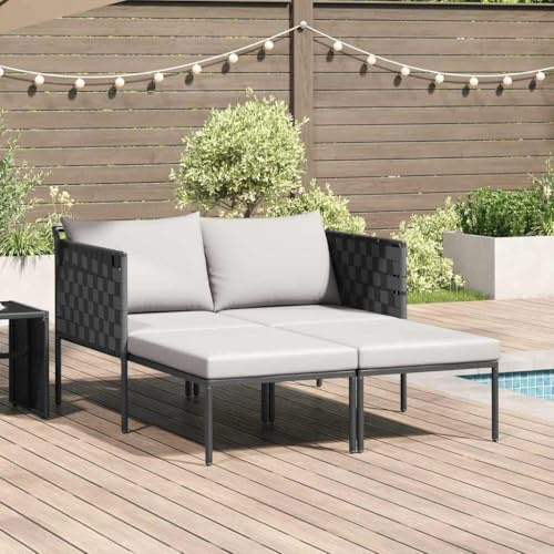 Frdhee Tumbona de relax balancín, tumbona con cojín, antracita, 115 x 153 x 69,5 cm, acero, para balcón, terraza, camping, playa, fácil de mantener