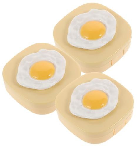 TOYZFRIENDY 3 Piezas Estuche para Lentes de Contacto Diseño de Huevo Bonita Caja de Lentes Portátil Estuche de Viaje Aplicador Adecuado para Viajes y Actividades al Aire Libre