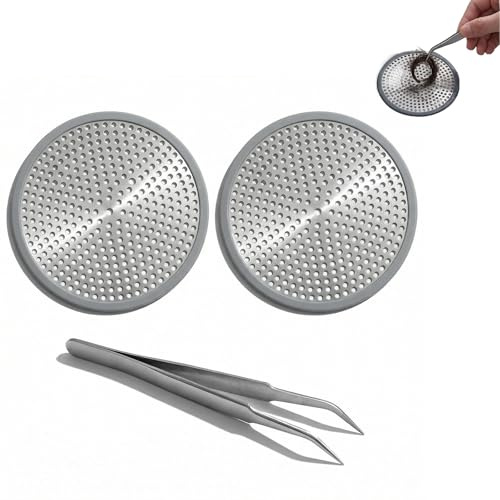 Zlokdraxy 2 Piezas Filtro Ducha Pelo, Atrapa Pelos Ducha, Filtro Desague Ducha de 12CM con Borde de Silicona y Pinza para Baño, Lavabo y Cocina