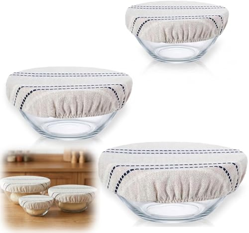 3 Pcs Bread Proofing Cover, Durable Bowl Covers for Bread Proofing | 9/10/13 Inches Reusable Basket Linen Cloths Cover, Accessories for Home Bread Makin