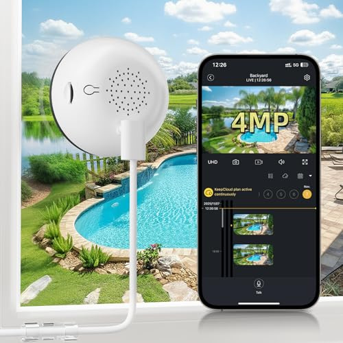 BoyKeep 4MP Window Camera, 2.4GHz & 5.8GHz WiFi 6 Indoor Camera with App, Cameras for Home Security with Full Color Night Vision, AI Person & Motion Detection, 24/7 Recording, Compatible with Alexa