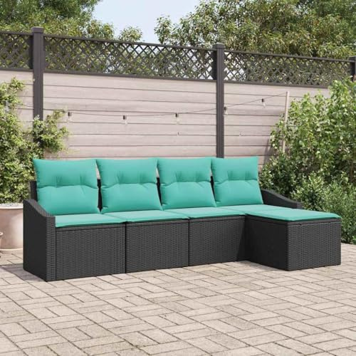 Ziaphsol trädgårdsmöbelset med kuddar, 5 delar, svart poly-rotting loungegrupp matgrupp för terrass, balkong, veranda, utomhusmöbler för avkoppling och mysiga timmar i trädgården eller på terrassen