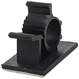 AKORD Adhesive Backed Nylon Wire Adjustable Cable Clips Clamps, Plastic, Black, Pack of 25