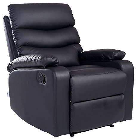 More4Homes ASHBY BONDED LEATHER RECLINER ARMCHAIR SOFA CHAIR RECLINING HOME LOUNGE (Black)