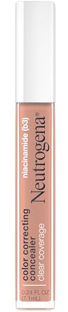 Neutrogena Clear Coverage Color Correcting Concealer Makeup, Lightweight Concealer with Niacinamide for Dark Spots, Oil-, Fragrance-, Paraben- & Phthalate-Free, Peach, 0.24 fl. oz