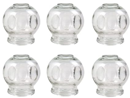 Set di coppette in vetro, coppette per il fuoco, massaggio sottovuoto per il rilassamento muscolare e il sollievo dal dolore, coppettazione Hijama Hacamat, terapia, Cupping Banki (6 pezzi, 6 cm)