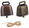 2 Pièce Cloche de Vache, Mouton Vache Cloches Cloches de Pâturage, Cuivre Cloches Bétail Bronze Cloche, pour Les Accessoires Antivol de Ferme d'animaux de Chèvre, avec 1 Mètre Corde pour Décorer