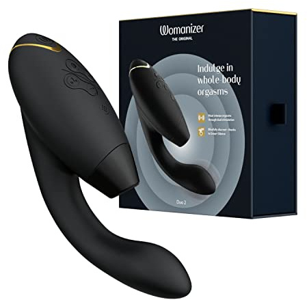 Womanizer Duo 2 Vibratore Succhia-Clitoride per Donna - Succhiatore clitorideo - Stimolazione Punto G - Smart Silence - Sex Toy Rabbit - 14 intensità di vibrazione e suzione - Impermeabile - Nero