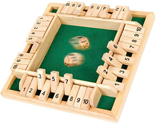 Waldspring Deluxe 1-4-Spieler Shut The Box, Tisch Spiel Klassisch Würfelspiel Board Spielzeug, Klassisches Würfelspiel aus Holz, Four Sided Flop