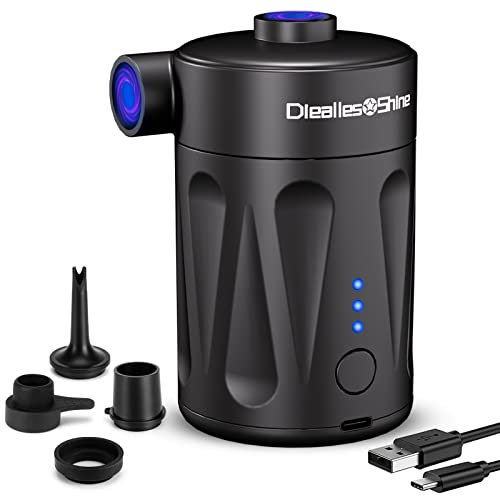 Diealles Shine Pompa Elettrica, 4000mAh USB Ricaricabile per Materasso con 4 Ugelli per Barca Piscina D'aria Sacco a Vuoto