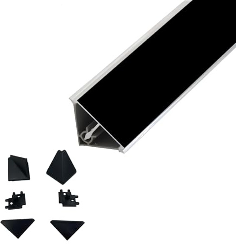 Evotrade Abschlussprofil aus PVC für Küchenarbeitsplatten – 2 Meter Länge | Farben zur Auswahl + Zubehör (2 Endkappen + 2 Eckverbindungen, schwarz) | Made in Italy