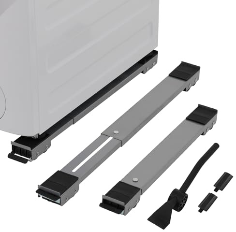 LUCKUP Heavy Duty Appliance Rollers W/Crowbar, Extendable Washing Machine Stand Furniture Rollers Mobile Fridge Base Furniture Sliders for Refrigerators Washer and Dryer Support 660 lbs, Black