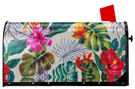 PULaif Copertura magnetica per cassette postali con fiori e foglie, dimensioni standard, 53 x 45 cm, per decorazione giardino e cortile