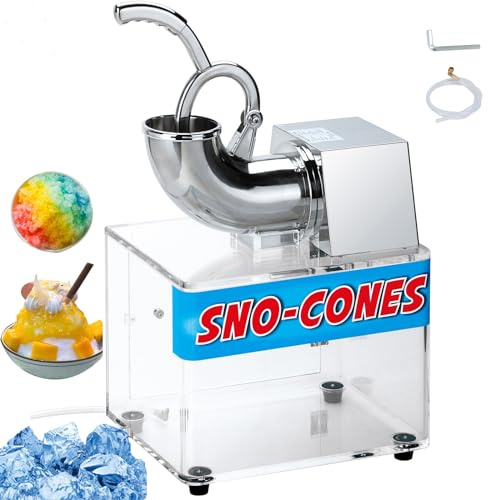 SNICE Snowflake machine Shaved Ice Machine Acrylic Big Storage Box Snow cone machines SS Blades ETL plug Commercial Smoothies Ice Crusher Party Use or Business Use Ice Shaver