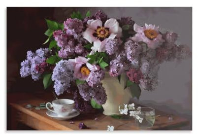 Violettes Flieder-Gemälde, Wandkunst, Gemälde, Wanddekoration, Kunstdruck, Poster, moderne Bilder für Wohnzimmer, Schlafzimmer, Badezimmer, Dekoration, 60 x 90 cm, fertig zum Aufhängen