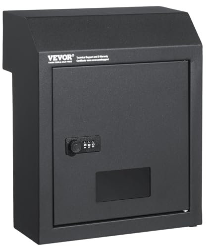 VEVOR Buzón Empotrable de Puerta 305x155x360 mm Buzón para Entrega de Correo a Través de Puerta 43 mm Acero Resistente Cerradura con Código de Combinación para Cartas, Llaves, Hogar, Oficina, Gris