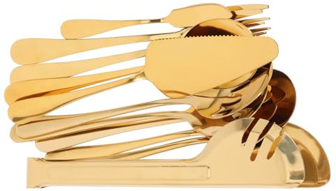FUNNETOYU 1juego Utensilios De Acero Inoxidable Para Mesa Cubiertos Elegantes Para Cocina y Restaurante Incluye Tenedores Cucharas y Espátula Para Pasteles Para Eventos y Uso Diario