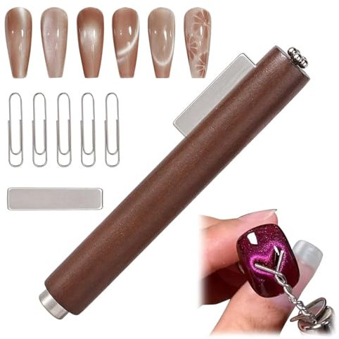 3-in-1 Cat Eye Magnet für neonail cat eye uv nagellack – inkl. 1 quadratischer Magnet & 5 Büroklammern, für magnet nagellack, magnet cat eye nail & magnet nägel für DIY Herz/Blumen/Black Hole