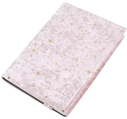 CRASPIRE Funda Terciopelo Libro Funda Tela Estrellas Protector Libro Rosa Funda Ajustable Tela Suave Libros Bolsillo Tamaño A5 Libros Tapa Dura Aulas Estudiantes Profesores Amantes los Libros