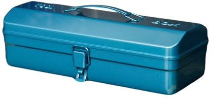 Cassetta degli attrezzi in metallo Contenitore portaoggetti con serratura, Portautensili portatile in lamiera spessa Valigetta portaoggetti blu con maniglia, Per carpenteria/veicoli/c(Size:36x15x12cm)