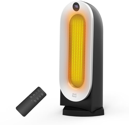 Minthouz Heizlüfter Energiesparend, 2000W PTC Keramik Heizlüfter mit 3 Heizstufen, ECO Modus, 70° Oszillation, Fernbedienung, 12H Timer, Kipp und Überhitzungsschutz,Elektroheizung für den Innenbereich