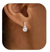 Perlen Ohrringe – 14K Vergoldete Hängende Ohrringe mit Zirkonia Akzenten, Elegante Perlen Ohrhänger für Braut Brautschmuck, Hypoallergene Luxuriöse Hängeohrringe für Hochzeit Verlobung