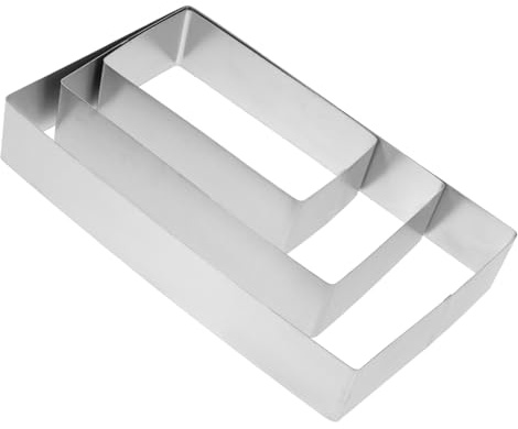 DECORNIJIA 3 Piezas Moldes Rectangulares de Acero Inoxidable para Mousse y Anillos para Cortar y Hornear Pasteles y Postres Reutilizables y Resistentes Altas Temperaturas para Repostería y