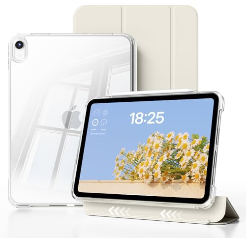JKSML Clear Case for iPad Mini 7 (A17 Pro 2024)/iPad Mini 6 2021, 8.3 Inch Slim Light Shockproof Transparent Hybrid Back Anti Yellowing Cover, Supports Apple Pencil Pro & USB-C Charging (White Cream)