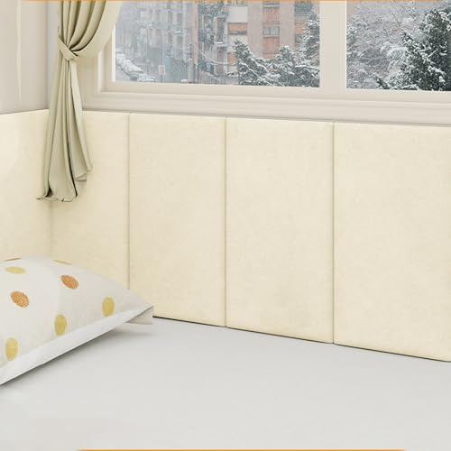 Général Papier Peint Isolant Thermique Murs Intérieurs - Panneaux Muraux 3D, Papier Adhesif Mural Decoratif de 13 Mm Anti-humidité - Réduction du Bruit, Anti-Collision(Beige,4pcs)