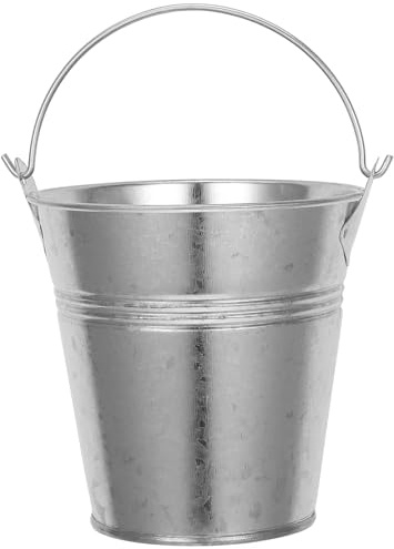 NUOBESTY Silberner Eiseneimer Blumenkübel aus Eisen Kompakter Multifunktionaler Metallblumentopf mit 16,5cm Tiefe für Garten und Haushalt