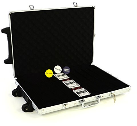 Nexos Trading Poker-Koffer Trolley aus Aluminium gepolstert für bis zu 1000 Chips abschließbar gepolstert mit Zubehör Button, Casino-Würfel, 3X Pokerkarten aus Kunststoff
