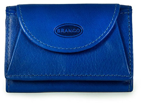 Branco 105, Kleine Geldbörse / Mini Portemonnaie Größe XS aus Leder, für Damen und Herren, Azur-Blau