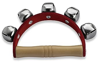 BestSaller 1079 Schellenrassel/Schellenkranz/Lederhandschelle mit 5 Schellen am Lederband (1 Stück)