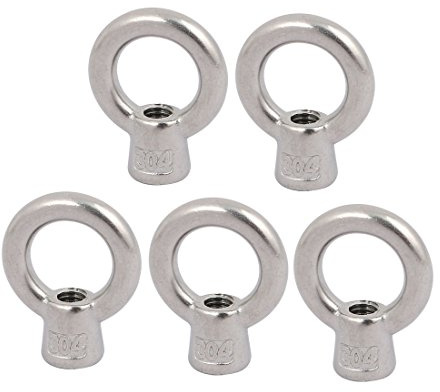 sourcingmap 5 Stück Ringmutter M6 Innengewinde 33mm Höhe 304 Edelstahl runde Form für Seilverschraubung