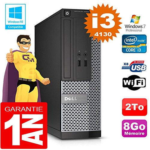 Dell PC 3020 SFF Core I3-4130 Ram 8Go Disque 2 to Graveur DVD WiFi W7 (Reconditionné)