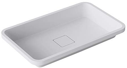 doporro Vasque à Encastrer Lavabo Blanc Mat 53 x 33 x 10,5cm Lave Mains Rectangulaire avec Cache Bonde Colossum104