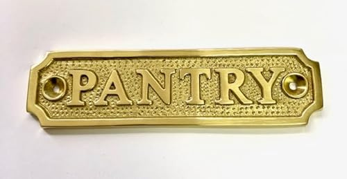 PANTRY Door Sign Solid Brass with a Polished Lacquered Finish 12.5 x 3.5cm comes with Screws DSN-14PL