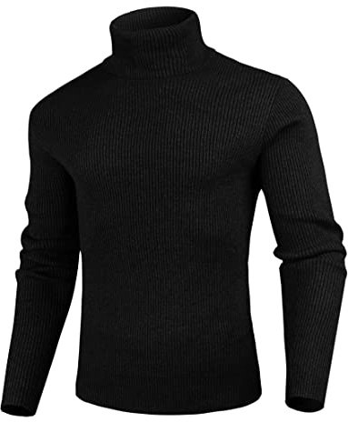 Sykooria Jersey Hombre Cuello Alto Cálido Suéter Hombre Slim Fit Pullover Hombre Manga Larga Invierno Otoño
