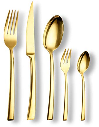 Echtwerk EW-BS-3030G Tafelbesteck Avelino/Shiny-Gold Edition, 30-teilig, für 6 Personen, Edelstahl 18/10-hochglänzend, Hochwertiges Besteck Set, inkl. Aufbewahrungs-Kassette, 18/10 Stahl