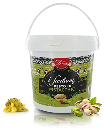 Pesto de Pistachos, Especialidad Siciliana, Producto Artesanal Italiano, Balde de 1 Kg