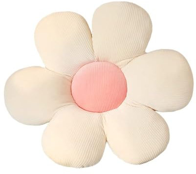ACYOUNG Blumenboden Kissen Tatami Blumenförmiges Plüsch-Dekor der bequemen Sitzkissen für Kinderzimmer Hause Sofa Dekoration (40 x 40 cm,Weiß & Pink - a)