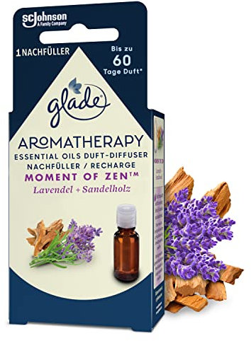 Glade Aromatherapy Essential Oils Duft-Diffuser Nachfüller, Moment of Zen, Lavendel + Sandelholz Aroma Diffuser, 17.4ml