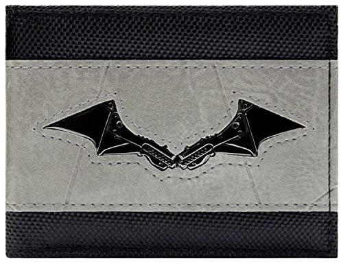 The Dark Knight The Batman Batsuit Piastra in Metallo Portafoglio/Portamonete/Borsa Pieghevole ID & Porta Tessere, Grigio