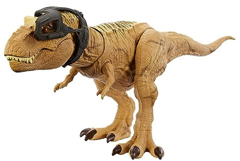 Mattel JURASSIC WORLD Jagen Und Zermalmen Tyrannosaurus-Rex - Dinosaurier Spielzeugfigur mit Geräuschen, Tracking-Ausrüstung für digitale Spiele, einzigartiger Wüstenlook, für Fans ab 4 Jahren, HNT62